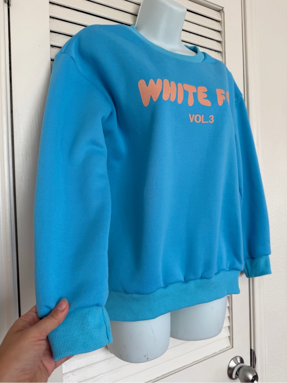 WHITE FOX VOL.3 Oversized Blue Sweatshirt Cozy Y2K Korean Style Pullover Size S - Picture 4 of 8